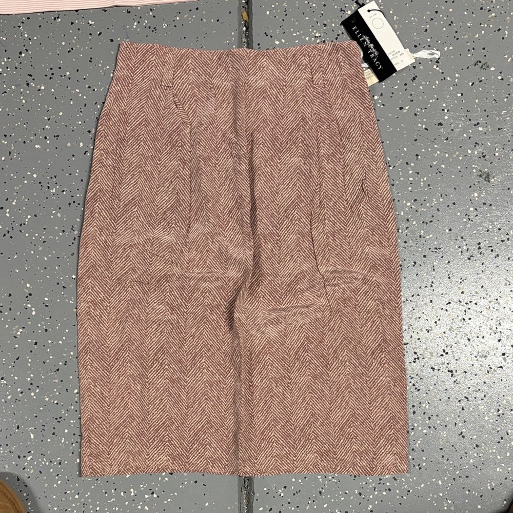 Ellen Tracy Women's Pink Herringbone Pencil Skirt